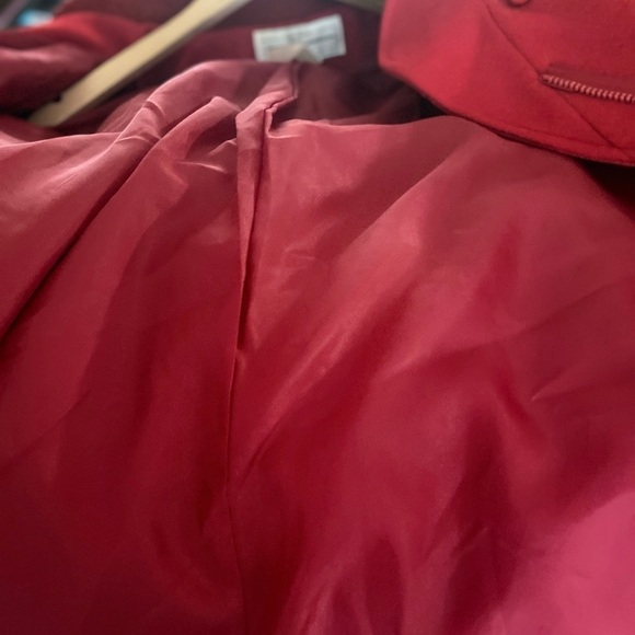 Maggie T Womens Coat Size M Red Wool Boucle Swing High Neck Long Sleeve - Picture 8 of 8